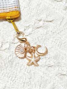 1 Bohemian-Style Golden Letter Keychain With Shell And Starfish Decorations, A-Z Letter Options-Perfect For Holiday And Beach Themes. Ideal Gift Or Decoration For Backpacks, Purses, And Handbags! A Great Gift For Friends, Classmates, And Loved Ones,Easter, Mother'S Day, Independence Day, Wedding Season, Graduation Season Gifts - View 24