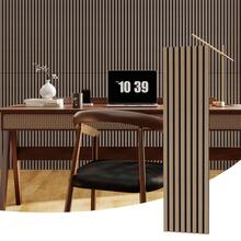 Hodeffior 3D Slatted Wooden Acoustic Panels, Sound-Absorbing Wall Panels For Noise Reduction And Sound Insulation, Modern Wall Cladding For Home, Office, Studio - 120x30cm - 查看 1