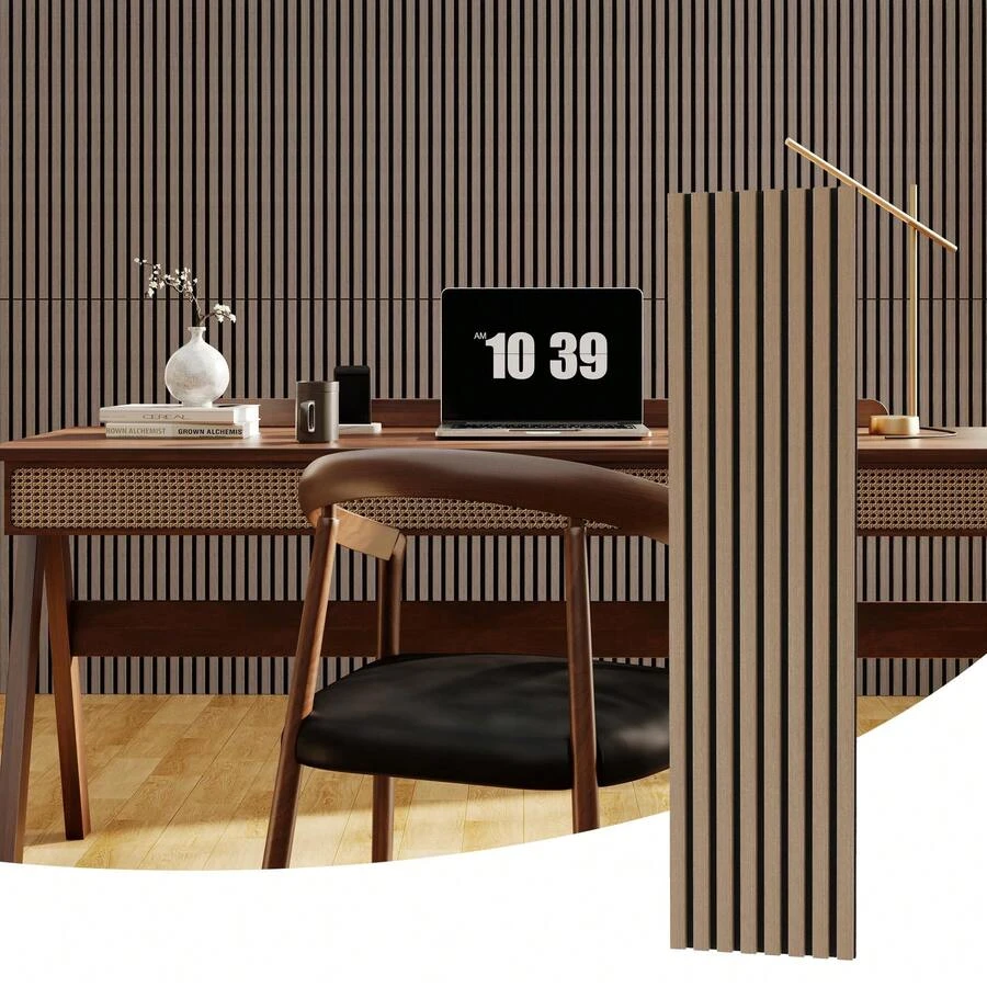 Hodeffior 3D Slatted Wooden Acoustic Panels, Sound-Absorbing Wall Panels For Noise Reduction And Sound Insulation, Modern Wall Cladding For Home, Office, Studio - 120x30cm - 查看 1