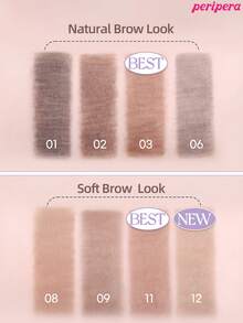 Peripera K-Beauty 雙頭眉筆，質地柔軟自然，細筆尖，可修飾、勾勒並填滿眉毛，內建眉刷，持久防水防汗 - #09 Taupe Brown - 查看 9