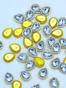 50pcs/Pack, Rhinestone Decor, Sew-On Rhinestone Buttons, Flat Back, DIY Gems, Handmade Jewelry Making, Clothing, Shoes, Decoration, Accessories - White - View 6