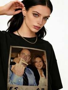 Vintage Olivia Benson And Elliot Stabler T-Shirt Law And Order SVU Vintage Hoodie 90s Retro Graphi - 黑色 - 查看 5