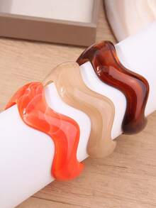 1pc Fashionable European And American Style Acrylic Colorful Jelly Wavy Design Bangle Bracelet, Suitable For Daily Wear, Holidays, Travel, Beach Outfits. Elegant And Timeless Bracelet, Great Gift For Women - Wave-shaped Bracelet - View 1
