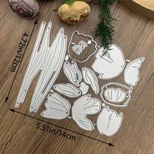 Tulip Set Floral Metal Cutting Dies, Leaf Plant Wedding Cutting Molds, Templates, DIY Handmade Cards, DIY Pressed Flower Card Making, Photo Decoration Paper Molds, Scrapbooking Etc. - Silver - View 9
