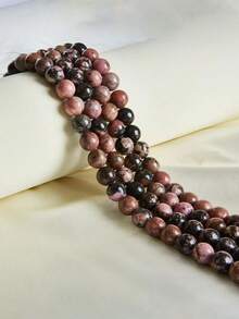 1 Strand Natural Black Line Rhodochrosite Gemstone Smooth Round Loose Beads For Jewelry Making 4 6 8 10mm - Multicolor - View 3