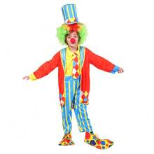 Children's Boy Girls Clown Costume Performance Dressed Up Birthday Party Cosplay Props Without Wig Shoes Nose - Black - View 8