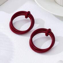 复古时尚喷绘红色圆环耳环，百搭饰品设计，女士礼物 - 酒紅色 - 查看 2