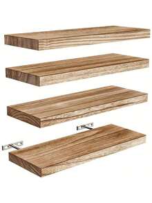 复古乡村风木质悬浮置物架 | 壁挂式储物展示架 | 高承重 | 安装简便 | 适用于客厅、卧室、浴室、厨房、书房等 | 非常适合展示照片、植物、书籍 | 家居装饰配件，悬浮置物架 - 棕色 - 查看 14