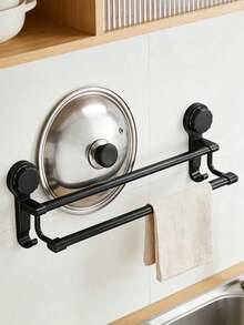 Giá treo khăn hai tầng gắn tường không cần khoan, có giác hút - Thanh treo khăn phòng tắm màu đen chắc chắn, tiết kiệm không gian, đựng được khăn tắm, áo choàng và dép (Lắp đặt dễ dàng, thiết kế hiện đại) - Nhiều màu - Xem 7