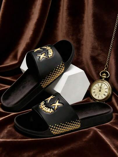 Casual Campus Style Slippers, All-Season Comfortable House Slippers, Bathroom Slippers, Outdoor Beach Sandals, Slip-On Slides, Soft & Breathable