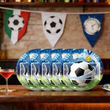 100/80/50/40/30/20/10pcs/Set Children Football Theme Party Supplies - Paper Plates, Cups, Napkins, Suitable For Birthday Parties, Festivals, Fan Gatherings - Multicolor - View 7