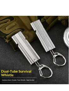 Stainless Steel Outdoor Referee Sports Survival Firefighter Whistle, Titanium Alloy Dual-Tube High Frequency Whistle - Multicolor - View 4