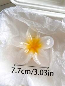 3个/1个 7.7厘米/3.03英寸 白色、黄色、蓝色芙蓉花造型轻巧塑料发夹，时尚百搭优雅简约纯色发爪，适合日常外出、休闲、派对、通勤、海滩度假、马尾辫、发髻、洗脸、化妆、服装配饰、节日、生日等场合。 - 彩色 - 查看 2