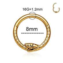 Khuyên mũi septum 16G bằng thép không gỉ 316L mạ vàng 18K, trang sức xỏ khuyên cơ thể cho septum, helix, daith, sụn tai dành cho nữ. - Trang sức xỏ khuyên hình rắn - Xem 10