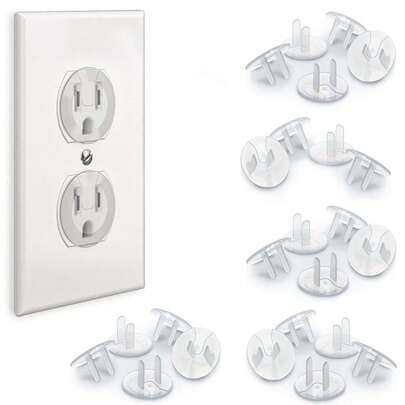 24 piezas/20 piezas/18 piezas/12 piezas Cubiertas protectoras para tomas de corriente, para y protección de bebés contra descargas eléctricas. Fáciles de instalar y cubiertas de plástico confiables para tomas de corriente.