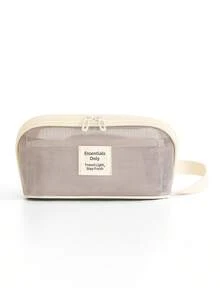 1 Stück große Kapazität Nylon Mesh Kosmetiktasche, Mesh Reise Kulturtasche, atmungsaktive mehrstöckige Kosmetik Organizer Tasche, leichte Kulturtasche, Kulturtasche, Reise Kosmetiktasche für Zuhause, Organisation und Aufbewahrung, einfacher Stil, Reisezubehör, Reiseessentials, Kreuzfahrt Essentials, geeignet für Toilettenartikel und Make-up-Utensilien, Ostergeschenke - Verschiedenfarbig - Übersicht 15