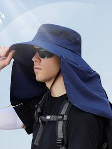 1/2/5pcs Men's Summer Detachable Shawl Outdoor Quick-Dry Waterproof Bucket Hat, Sun Protection Hat For Fishing, Hiking, Hunting, Breathable,Beach,Holiday - A - View 7