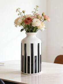 Ceramic Vase With Black Stripes, Simple Vase For Party Decoration - Western-style Bottle - View 8