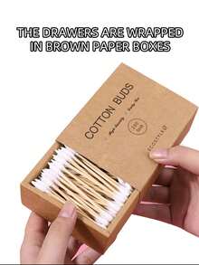 200支/包牛皮纸盒装竹木双头棉签，适用于化妆、卸妆、耳部清洁 - 多色 - 查看 4