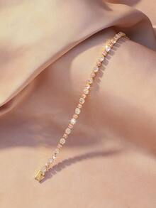 女士金色网球手链套装 - 粉玫瑰、绿色、红色宝石、红色、蓝色、黑色宝石手链，低过敏性，适合敏感肌肤，生日、周年纪念日礼物 - 彩色 - 查看 17