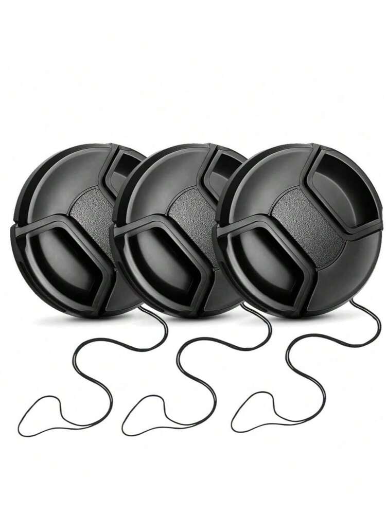 3件套镜头盖，适用于奥林巴斯、宾得单反相机，黑色，37mm/40.5mm/43mm/46mm/49mm/52mm/55mm/58mm/62mm/67mm/72mm/77mm/82mm - 黑色 - 查看 13