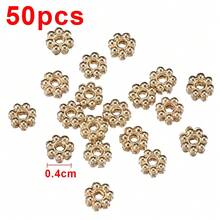 50 piezas de cuentas espaciadoras de cobre con forma de copo de nieve, cuentas espaciadoras con forma de flor para hacer collares, pulseras y joyería DIY - Multicolor - Ver 9