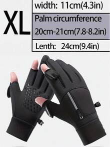 一双男女通用保暖手套，防水防风，支持触屏操作，带拉链口袋/透气网布/防滑硅胶/翻指设计/防丢扣，适合滑雪、钓鱼、骑行等寒冷天气下的户外运动，是理想的万圣节和圣诞节礼物，黑色男女通用冬季户外运动保暖手套 - 黑色 - 查看 16