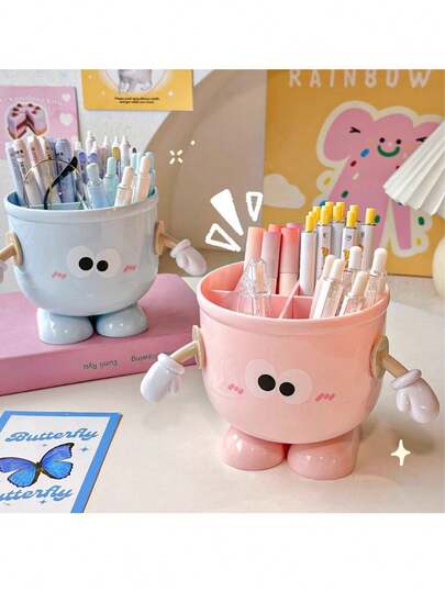 可爱卡通手形笔筒，大容量多功能桌面收纳盒，是教师和办公室的理想桌面装饰品，可收纳办公用品和化妆品等。