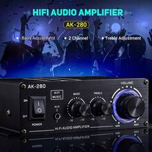 AK280 1 X 600W Dual-Channel Mini Power Amplifier, HiFi Stereo Compact Audio Power Amplifier, 2.0-Channel, Class AB, RCA/AUX Input, Bass And Treble Control, Suitable For Audio Amplifier Of Home, Computer And Car Music Player, Without Power Adapter And Power Cord (Excluding Power Adapter And Power Cord). - AK280 - View 7