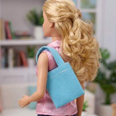 1pc Solid Color Mini Canvas Pouch, Crossbody Bag, Storage Bag, Key Chain, Birthday Gift, Suitable For 30cm Dolls, Back To School Gift, Summer Series, Birthday/Holiday Gift