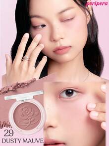 K-Beauty Peripera 單色粉末腮紅盤，霧面細緻粉末腮紅，不結塊，持久妝效，全方位彩妝盤，裸妝風格，臉部美容化妝品，韓系妝容，4.2g - #29 Dusty Mauve - 查看 2