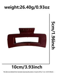 1pc Women's Minimalist Glossy Burgundy Square Hair Claw Clip, Casual Fashionable Elegant Cute Big Square Hollow 10.5cm Hair Claw, Versatile For Daily Wear, Bun Hairstyle, Won't Damage Hair - Multicolor - View 3