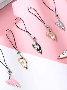 可爱猫咪元素 6 件套卡通猫手机挂件独特动物包包挂饰套装多功能钥匙扣春季生日礼物 - 彩色 - 查看 3