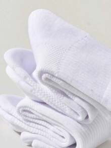 20 Pairs Men's Simple Solid Black & White Socks, American Style Breathable Moisture-Wicking Crew Socks, Couple Matching - Multicolor - View 4