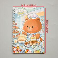A5 Spiral Notebook 40 Sheets, Cute Bread Bear Cover, Lined Pages, Office Supplies, Student Learning Notebook, Hardcover Notebook With Foil Stamping - A5 - View 10
