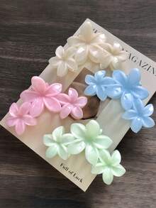 1pc Minimalist Elegant Daisy Flower Shark Claw Hair Clip, Suitable For Beach Vacation/Gift - Multicolor - View 6