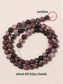 1 Strand Natural Black Line Rhodochrosite Gemstone Smooth Round Loose Beads For Jewelry Making 4 6 8 10mm - Multicolor - View 11