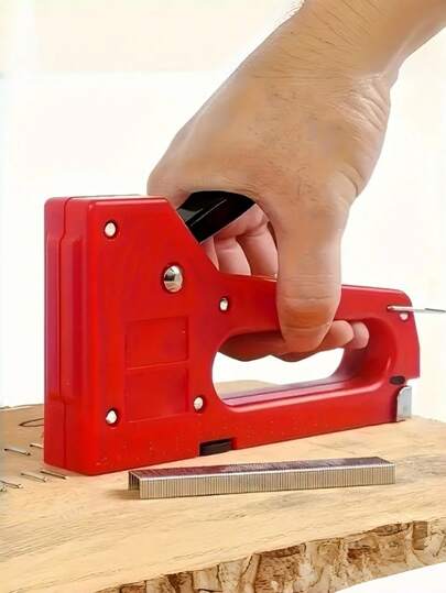 Bộ dụng cụ bắn đinh cửa dùng một lần màu đỏ, thích hợp cho công việc chế biến gỗ, lắp ráp đồ nội thất, sửa chữa và DIY.