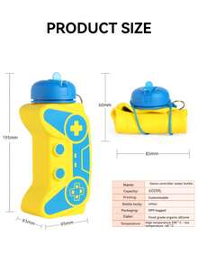 Game Controller Collapsible Silicone Kids Water Bottle 600ml, Platinum Silicone, Foldable & Drop Resistant, Carabiner Clip, Leakproof | Eid Gift, Ramadan Special, Backto School, Easter Basket, Christmas Stocking Stuffer For Boys Girls Gamers - Multicolor - View 10