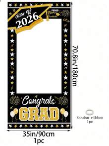 Class Of 2026 Grad Photo Booth Frame, Congrats Grad Photo Props,Red/Black/Blue Options, Large Fabric Photo Frame For Graduation Party Decorations & Photo Props, Easy Setup,Congrats Grad Photo Backdrop With Multiple Color Options, Large Fabric Photo Booth Props For High School & College Grad Party Decorations, - Graduation Theme - View 9