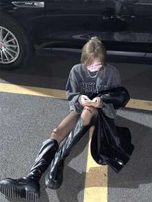 Áo sweatshirt dài tay dáng rộng thoải mái dành cho nữ, thiết kế độc đáo kiểu Mỹ, hàng mới về. - Màu xám đen - Xem 5