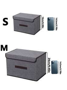 2pcs/1pc Foldable Storage Basket, Underwear, Socks, Clothes Portable Storage Box, Dustproof Moisture-Proof Wardrobe Storage Box, Non-Woven Fabric Storage Basket, Multi-Functional Storage Basket - View 2