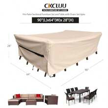 Juego de fundas para muebles de patio impermeables juegos de conversación para patio funda para sofá seccional al aire última intervensión juego de mesa y sillas fundas de mesa y sillas - Beis - Ver 7