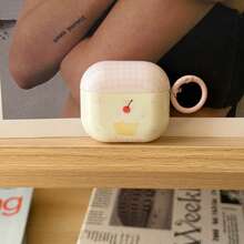 极简樱桃蛋糕设计耳机保护套,兼容 Pro 3、新款 Pro 2、可爱 Apple 4 极简 3 代个性化耳机保护套(1/2 代),女士款 - 粉色 - 查看 2