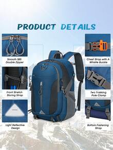Ransel Hiking Lipat Ringan 40L, Tahan Air, Tahan Lama, Cocok untuk Olahraga Luar Ruangan untuk Pria dan Wanita, Berlaku untuk Berkemah, Mendaki, Trekking, Panjat Tebing, Biru - MultiWarna - View 4
