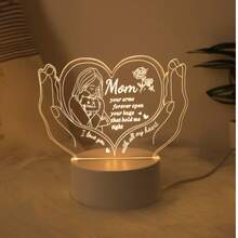 1个3D亚克力雕刻小夜灯，USB供电，带开关按钮，粉色灯光，是送给妈妈的完美生日、圣诞节、感恩节、母亲节礼物。 - 黃色 - 查看 2