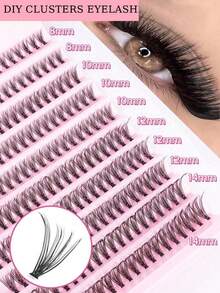 640/608片D型卷翘仿貂毛假睫毛，高容量单片假睫毛，适合新手和专业人士在家DIY。30D+40D+50D+60D+80D+100D混合款式分段式假睫毛册，可打造不同眼妆效果，柔软自然，持久轻盈。 - D - 查看 14
