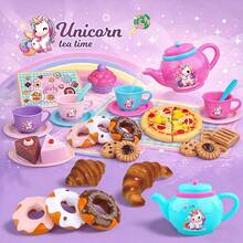 25pcs Girls Fantasy Baking Tea Party Toy Set, Including Realistic Teapot, Teacups, Cakes, Featuring Unicorn Pattern, Suitable For 3 Players, Great Gift For 2-6 Year Old Girls - Unicorn Afternoon Tea - View 7