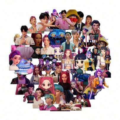 57pcs K-POP Girl Group Themed Decorative Sticker Set - Includes Member Portraits, Chibi And Realistic Character Art, Stage Performance And Daily Life Scenes, High-Definition Waterproof Reusable Stickers For Diary Decoration, Notebook Embellishment, DIY Crafts And K-POP Fan Collection