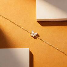 1pc S925 Silver Luxury Butterfly Design Bracelet With Sparkling Zirconia Stones, Elegant Everyday Wear Jewelry, Quality Gift For Loved Ones - Yellow Gold - View 8
